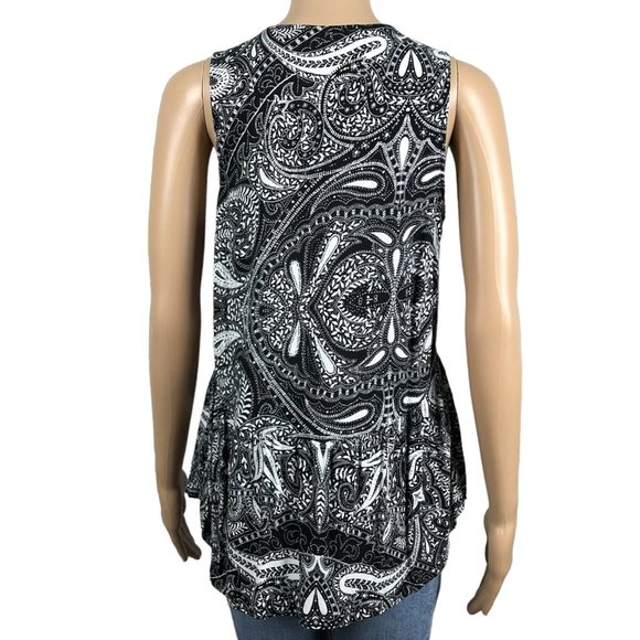 EUC Loft Paisley Empire Waist Faux Wrap Front Peplum Hem Tank - Picture 5 of 8